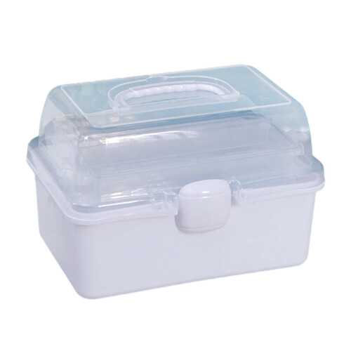 Clear Storage Box with 3-Tier Compartments White