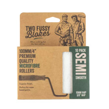 Two Fussy Blokes 4 inch 100mm Microfibre Mini Paint Roller Sleeves – 10mm Nap for Semi-Smooth Surfaces – Ideal for Walls, Doors, Radiators