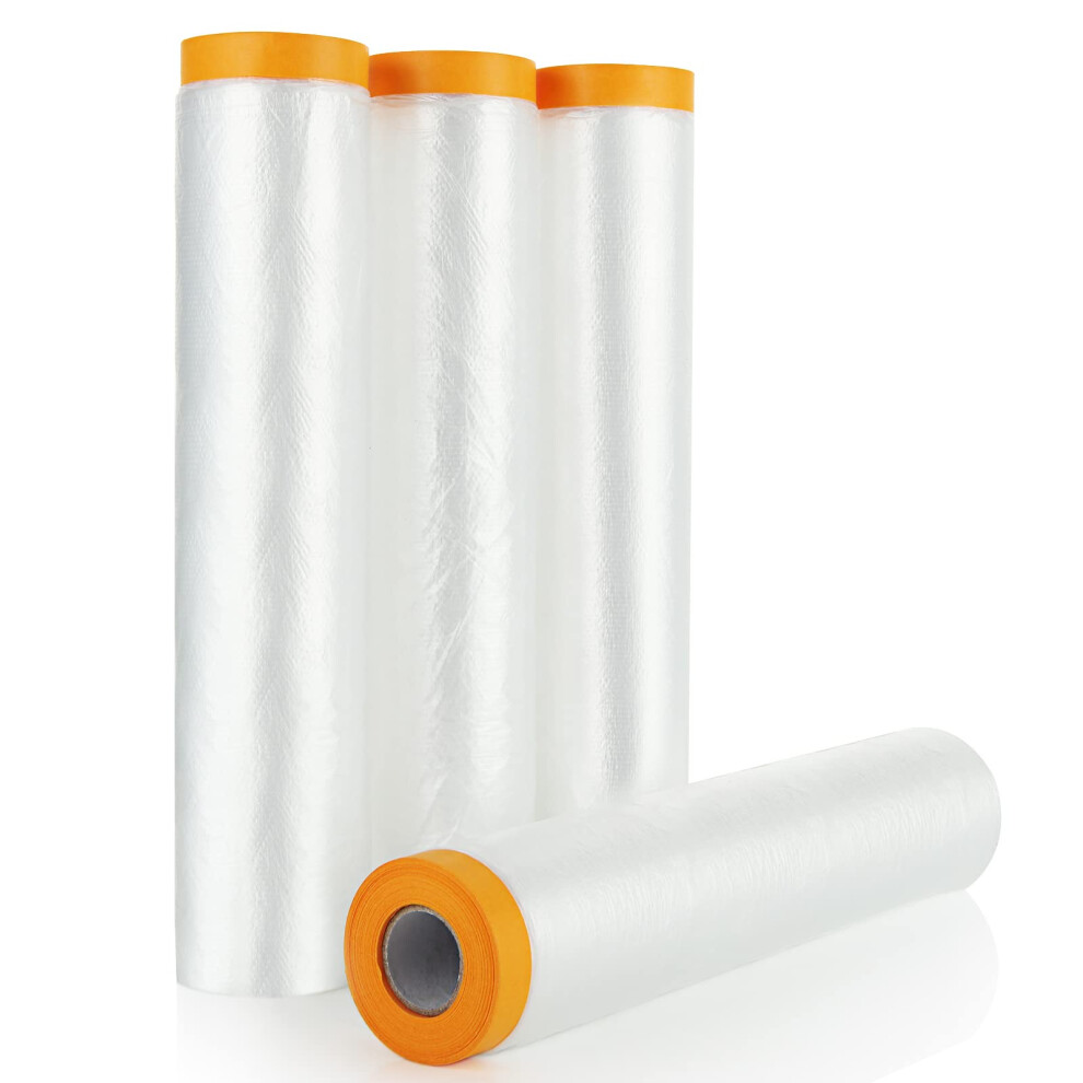 Senenqu 4 Rolls Plastic Dust Sheets For Decorating, 2.4M X 20M Waterproof Masking Film Rolls 5051226593369