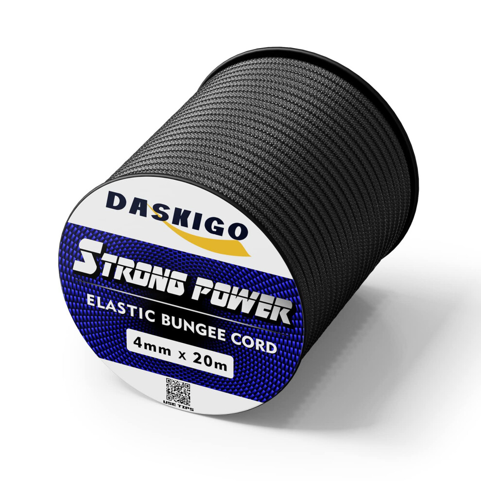 Bungee Cord Elastic Shock Cord, 4Mm X 20M Black 5051226596858