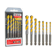 YOKOCUT 7Pcs Tungsten Carbide Masonry Drill Bit Set for Metal Steel Porcelain Ceramic Tile Concrete Brick Plastic Wood, Multi-Material Drill Bits Set