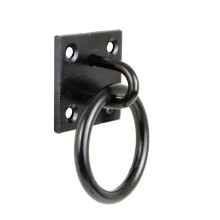 Merriway BH07695 Heavy‑Duty Ring on Plate – 150mm Steel Ring with 50 x 50mm Mounting Plate, Black Powder‑Coated