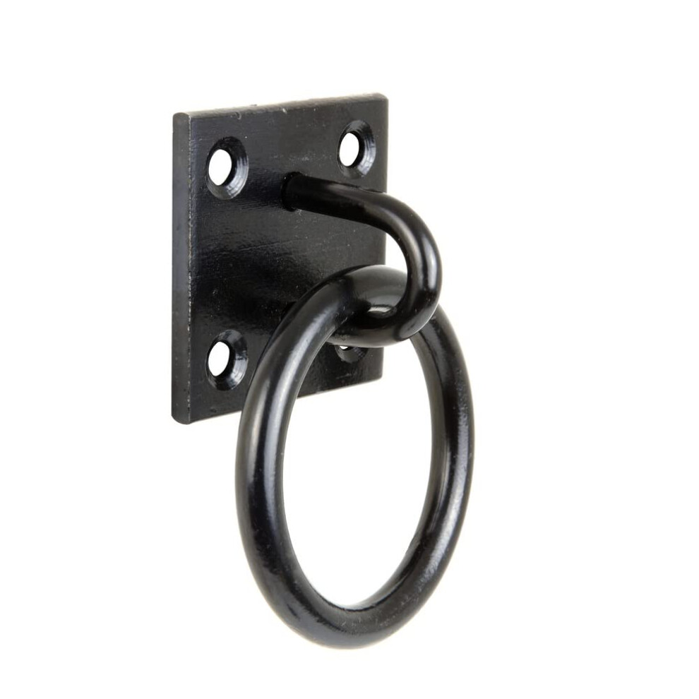 Merriway Bh07695 HeavyâDuty Ring On Plate Â 150Mm Steel Ring With 50 X 50Mm Mounting Plate, Black PowderâCoated 5051226561443