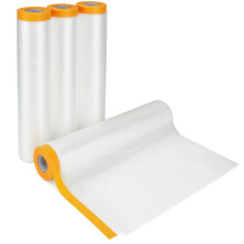 YAYODS 4 Pack Plastic Dust Sheet Rolls, 2.4M x 20M Masking Film Rolls with Self-Adhesive Tape