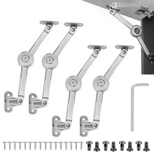 4 Pack Lift Up Door Cabinet Hinges, Heavy Duty Lid Support Hinges Soft Close Lid Stay Hinge with Screws & Hex Key for Kitchen Door Cabinet Cupboard