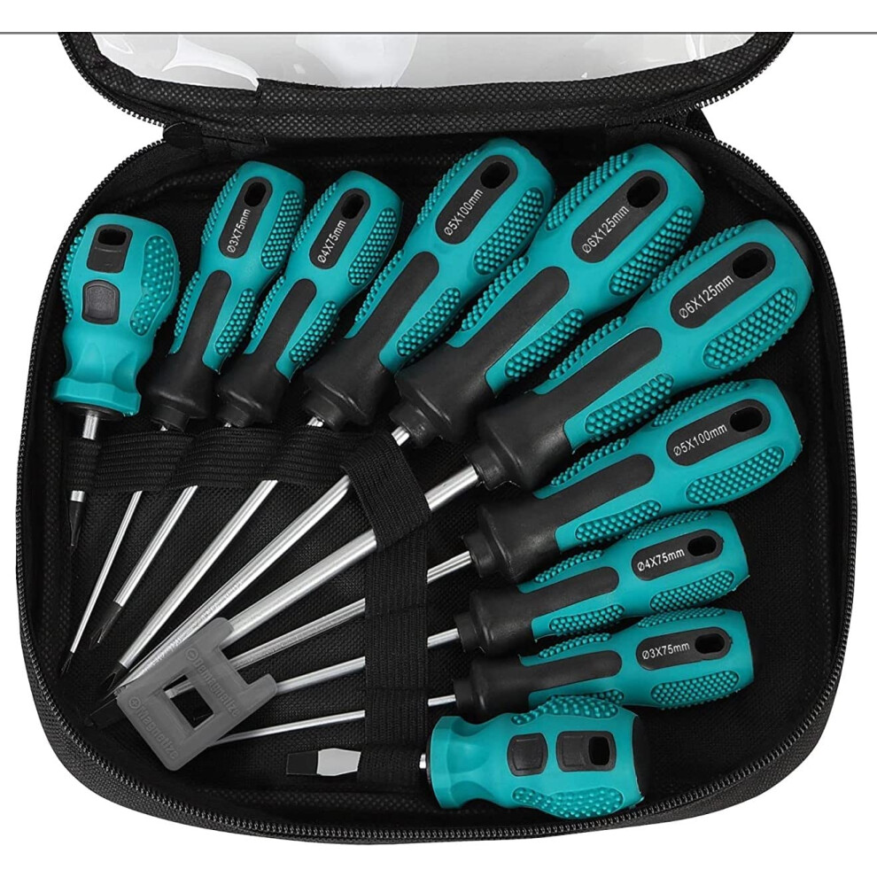 Photos - Screwdriver KAHEIGN 10Pcs Magnetic  Set, 5 Size Heavy Duty Chrome Vanadium Steel  5 Flat & 5 Cross Head Screwdrive