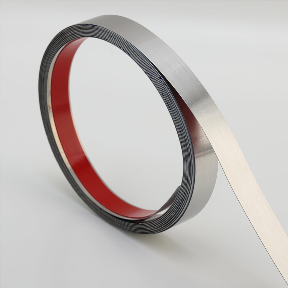 Trimold Wall Trim Molding, Peel And Stick Stainless Steel, Flexible Self-Adhesive Metal Trim For Mirror Frame, Fireplace And Microwave Gap Filler 5051226607837
