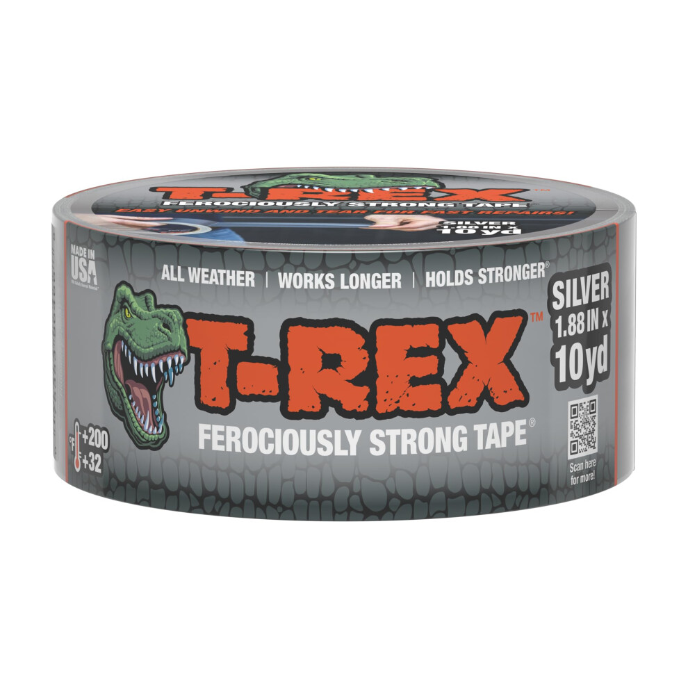T-Rex T Rex Ferociously Strong Waterproof Duct Tape Silver Grey | Heavy Duty Strong Adhesive Gaffer, Gaffa Tape, Cloth Tape For Indoor/Outdoor Repair 48Mm