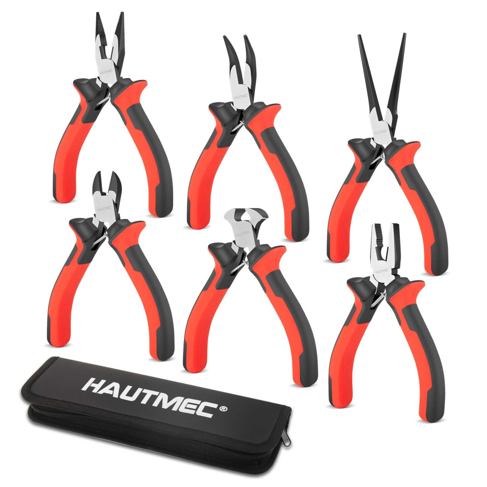 Hautmec 6Pcs Mini Pliers Set High Leverage Multi Small Pliers Tool Set With Small Needle Nose Pliers Set, Linesman, Long Nose, Bent Nose 5051226561948