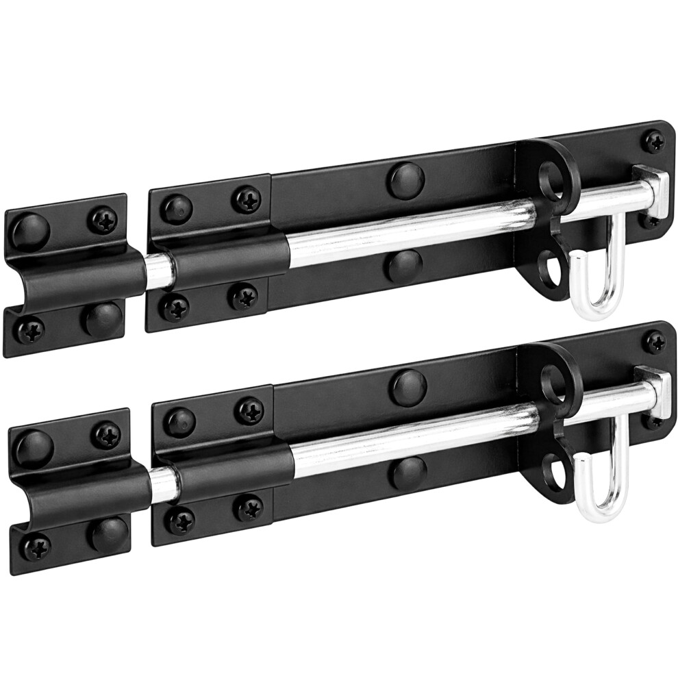 Irontite 2 Pack Black Brenton Bolt Gate Bolt 200Mm (8"), Ideal Door Bolt Lock For Gates, Sheds 5051226593697
