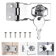 Keyed Hasp Lock Hasp and Staple with Padlock, ADERTOS Heavy Duty Shed Lock Door Lock Hasp Twist Knob Keyed Locking Hasp Safety Door Clasp Gate Lock