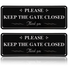 Please Close The Gate Sign Aluminum 9.84 x 3.54 Inches, 2 Pcs Reflective UV Resistant & Rustproof Gate Signs for Fence, Yard, Garden or Wall