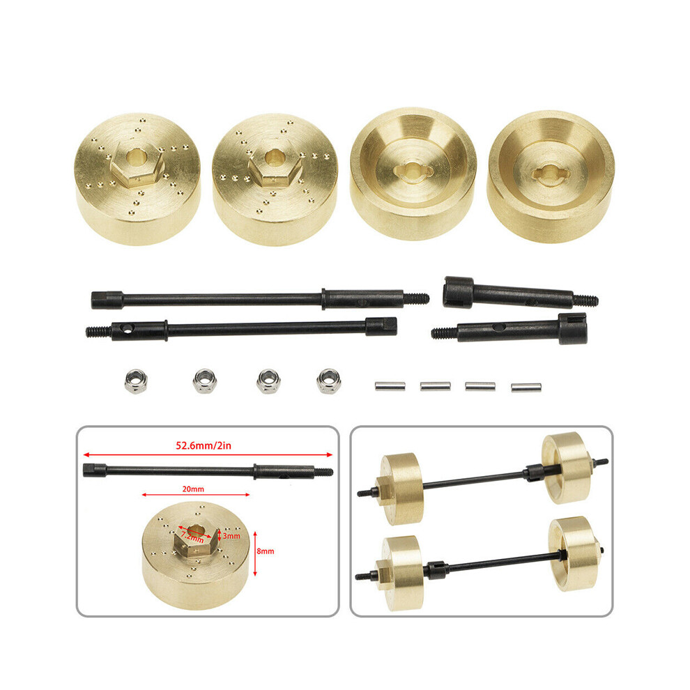 Brass Wheel Hub 6Mm Widen Counterweights +Axle For Axial Scx24 90081 1:24 Rc Car 110691697943