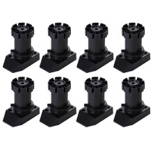 Dajiaxingxing 8 Pcs Cabinet Feet, Adjustable Height 50-70mm Plastic Furniture Cupboard Legs, Black Adjustable Feet