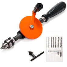 Cididu Manual Hand Drill 1/4-Inch Capacity, Speedy Hand Drill Set with 10 Pcs Drill Bits, Small Handheld Drills with Precision Drill Chucks for Wood