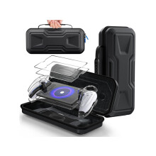 Accessories Bundle for Playstation Portal, Carrying Case and Hard PC Clear Cover Case with Tempered Glass Screen Protector, Protective Cover Case and