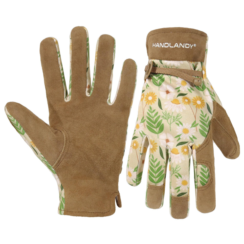 Handlandy Gardening Gloves For Women, Utility Goatskin Leather Safety Work Gloves Breathable Ladies Leather Garden Yard Gloves 5051226606755