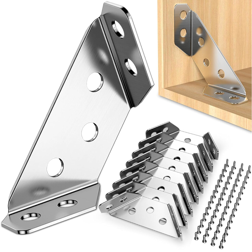 12 Pcs Stainless Steel Corner Connector, Triangle Angle Brackets For Wood, Furniture Bracket With Screws 5051226603877