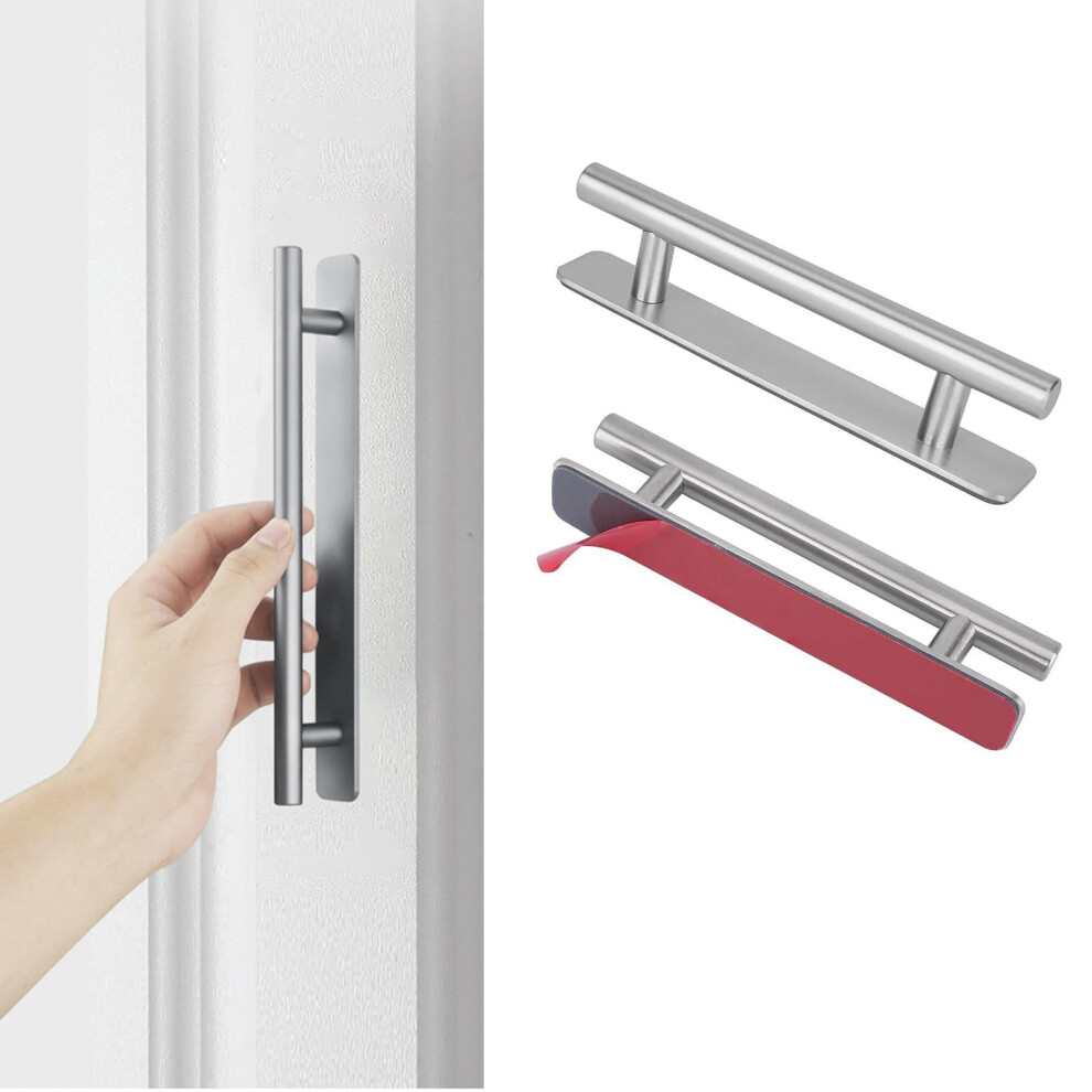 Jizzu Kitchen Cupboard Handles, 2Pcs Door Pull Handle Stick On Handles, No Drilling Stainless Steels Kitchen Cabinet Handles For Gate Toilet 5051226606441
