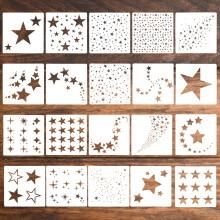 Matwsec 20 Pcs Star Stencils, Reusable Stencils for Crafts, Small Star Stencil for Painting, Crafts, DIY Art & Home Decor on Wood, Paper, Fabric