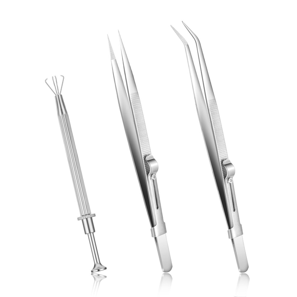 Bewudy 3Pcs Piercing Ball Grabber Tool Set, Diamond Tweezers Jewelers Holder Pick Up Tool 5051226562396