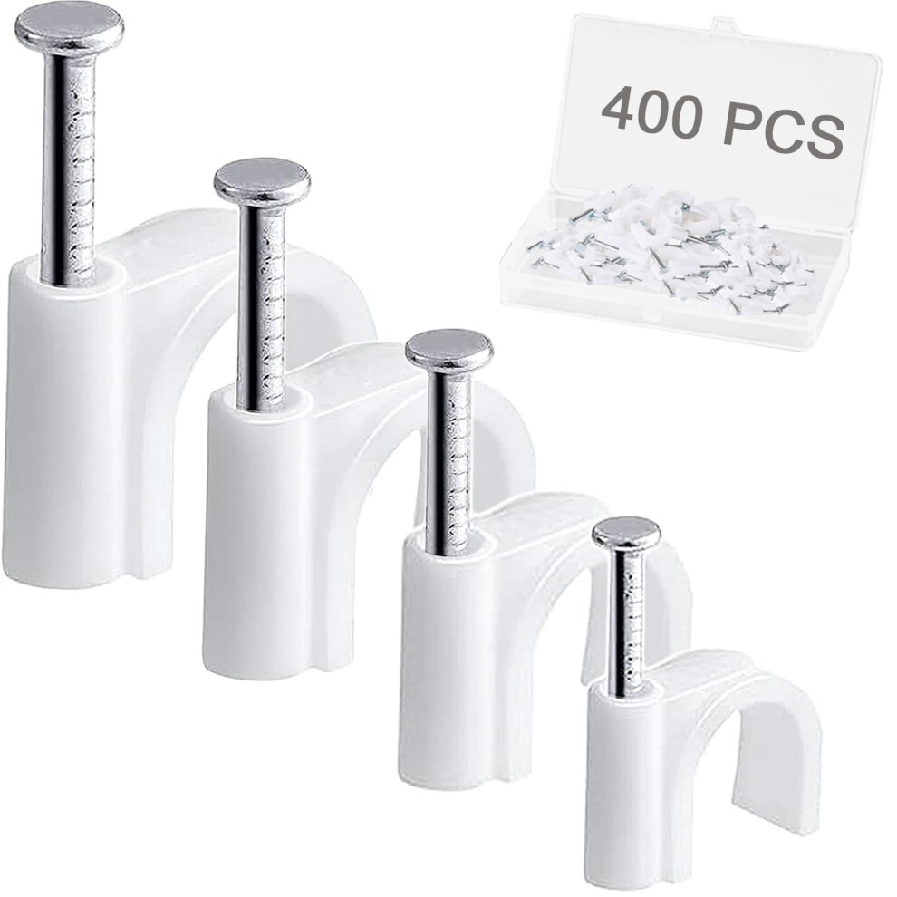 400Pcs Cable Nail Clips With Storage Box, 4 Size(4Mm 6Mm 8Mm 10Mm) Durable Round Nails Cable Clips, Wire Tidy Clips Pins Cable Tacks For Ethernet, El 5002553807377