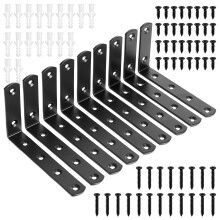 9 Pcs Black Shelf Brackets , Wall Mounted，90 Degree L Shelf Support Bracket, Heavy Duty Wall Brackets for Shelves, Floating Shelve Bracket