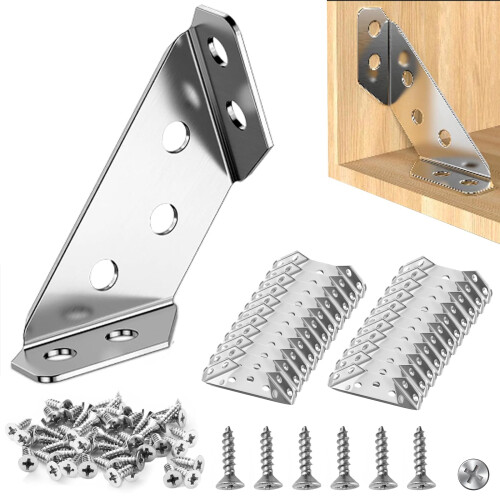 20 Pcs Stainless Steel Corner Connector,Corner Brackets for Wood,Triangle Angle Brackets