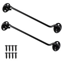 kuou 2Pack 10 inch Hook and Eye Latch, Stainless Steel Shed Lock Cabin Hooks Outside Metal Door Look Gate Latches with Mounting Screws for Door Gate