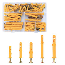 90pcs Wall Plugs & Screws Set, 5 Different Sizes of M8/M6 Plastic Anchors for Brick, Concrete and Drywall