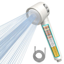 MEKO High Pressure Filter Shower Head for Hard Water UK,1.5m Hose,3 Modes