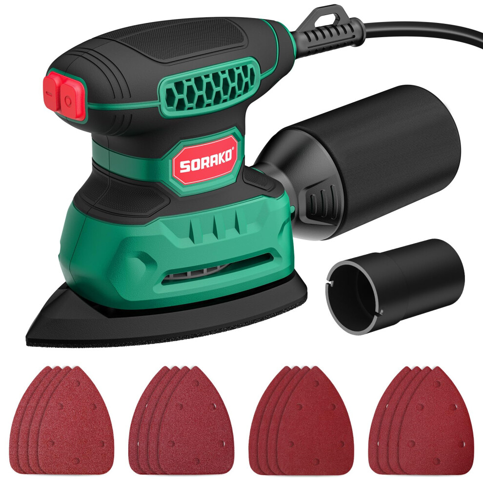 Sorako Electric Sander,220W 14000 Opm 230V Sander For Wood With Dust Collector And 16 Pieces Of Sandpaper, Compact Sanding Machine Is Perfect For San 5008764587541