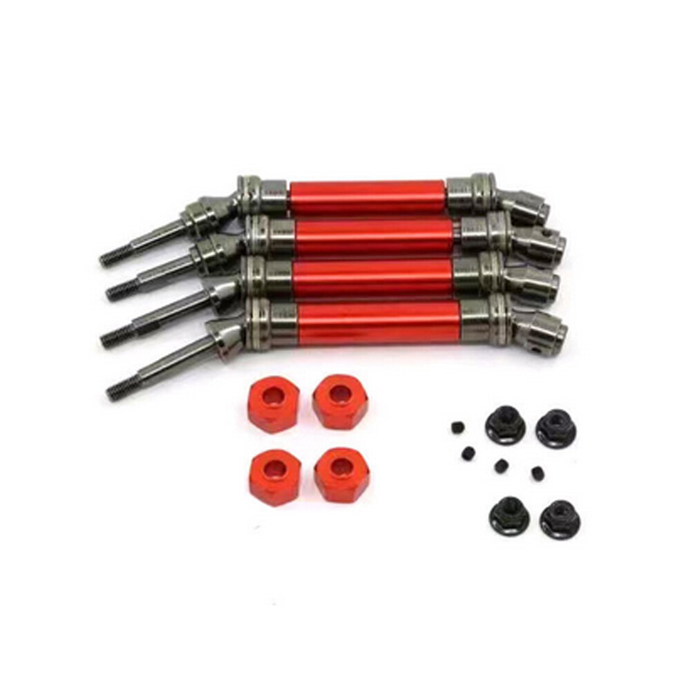 (Red) 4Pcs Metal Front & Rear Cvd Alloy Drive Shaft For Traxxas Slash 4X4 4Wd Rc Car Red 110691698063