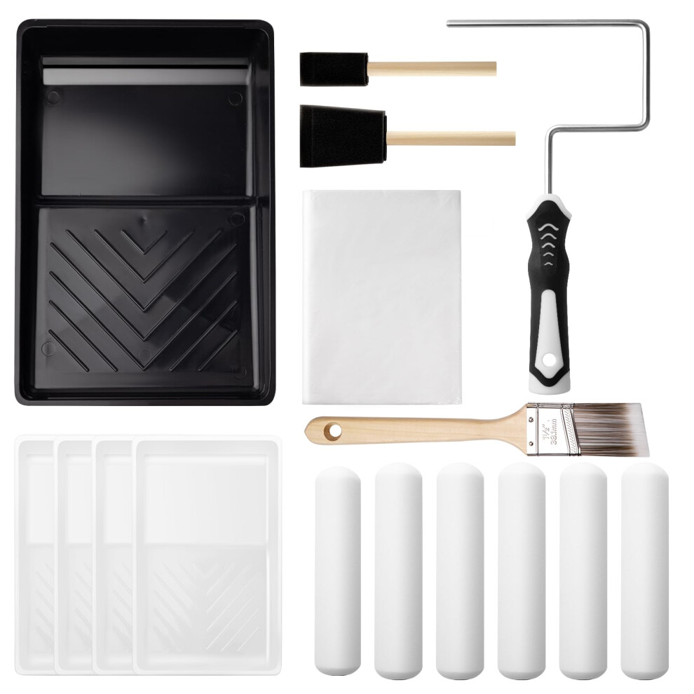 Mister Rui 16Pcs Paint Roller Kit, 6" Paint Rollers, 6 Inch Foam Paint Roller Kit, Paint Tray And Disposable Liners, Paint Brush 5051226593956