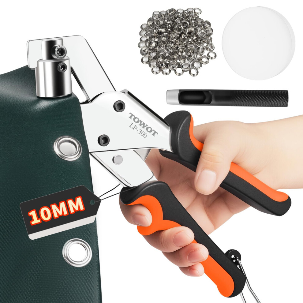 Towot Grommet Eyelet Punch Kit With 500Pcs 10Mm Eyelets Â Handheld Manual Press Tool For Tarpaulin, Canvas, Leather, Fabric Â Ideal For Diy Crafti 9096936542029