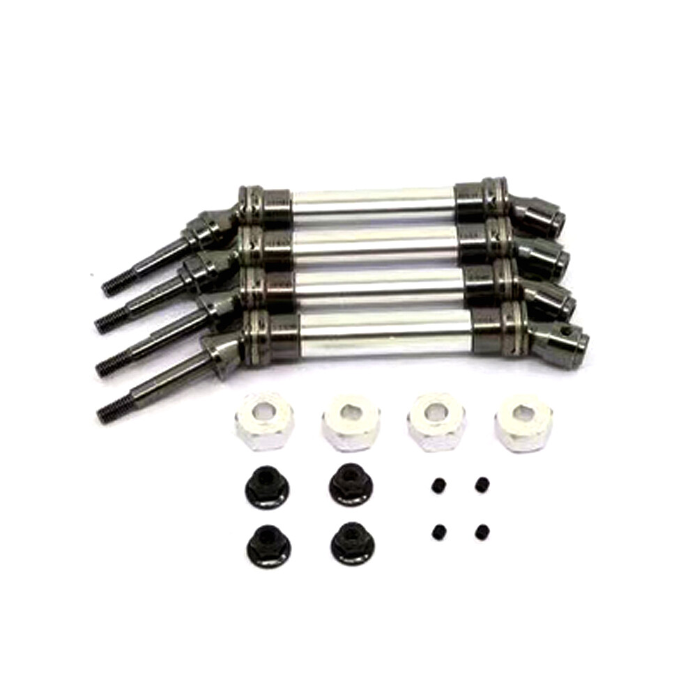 (Silver) 4Pcs Metal Front & Rear Cvd Alloy Drive Shaft For Traxxas Slash 4X4 4Wd Rc Car Silver 110691698070