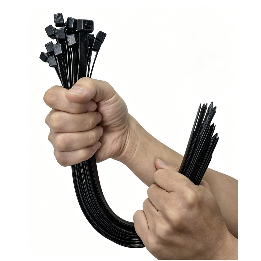 Han-Lbg Thick Cable Ties Heavy Duty 100 Pack, 450Mm X 4.8Mm Strong Large Zip Ties Black With 22Kg Tensile Strength Extra Long Wire Ties Wraps For 5051226596094