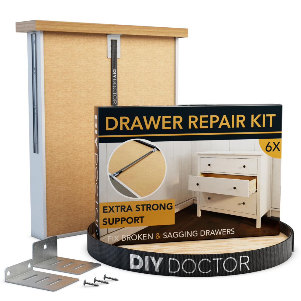 Diy Doctor Drawer Repair Kit (6 Pack) Â Fix Sagging Kitchen Drawers Â Front Fixing Brackets & Bottom Support Â Replacement For Damaged Units 5051226555176