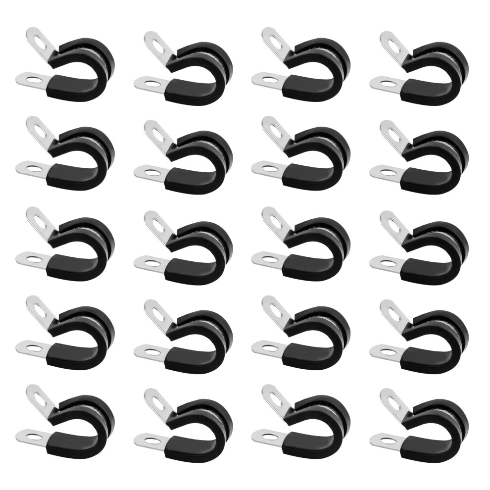 Stainless Steel Rubber Lined P Clips Assorted, 20 Pcs 16Mm Hose Pipe Clamps, Hose Clips Conduit Clip 5051226953354
