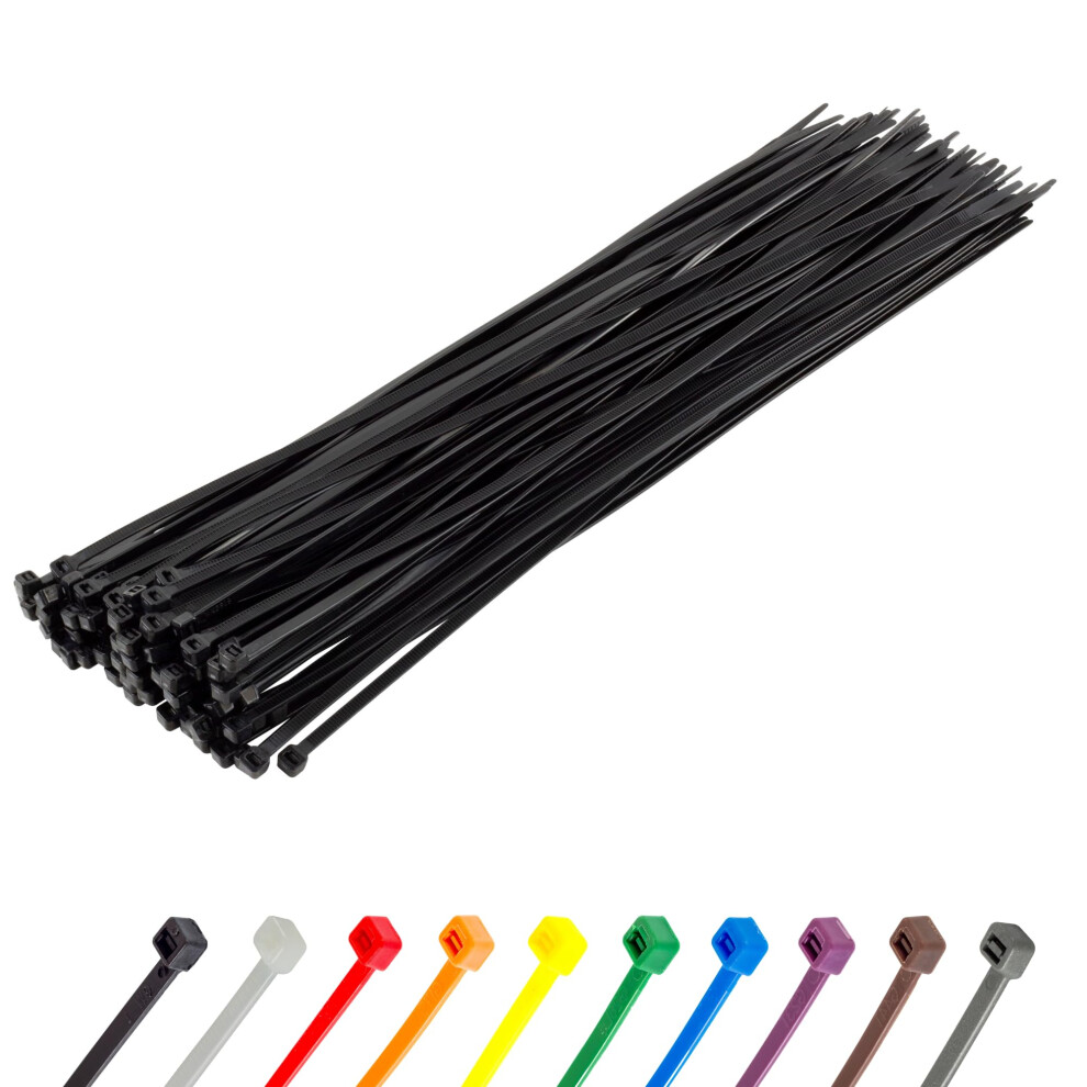 Gocableties Heavy Duty Long Black Cable Ties, 370Mm X 4.8Mm, Pack Of 100, Premium Nylon Zip Ties, Plastic Tie Wraps, Secure Self-Locking Mechanism 5051226554070