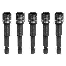sourcing map 5pcs Magnetic Nut Driver 8mm Hex Drive Socket 2.56" Length Power Screw Drill Bits Socket Wrench Tools with 1/4" Quick Change Hex Shank