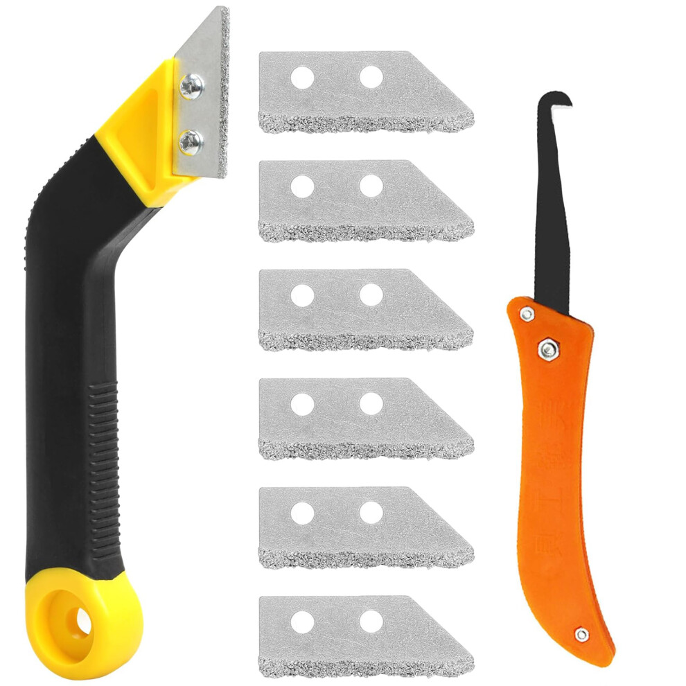 Grout Scraping Rake Tool, Clean Remover Tile Saw Knife With 6 Pieces Extra Replacement Accessories, Remover Tile Grout Hand Saw Angled Grout For Tile 5006962652542