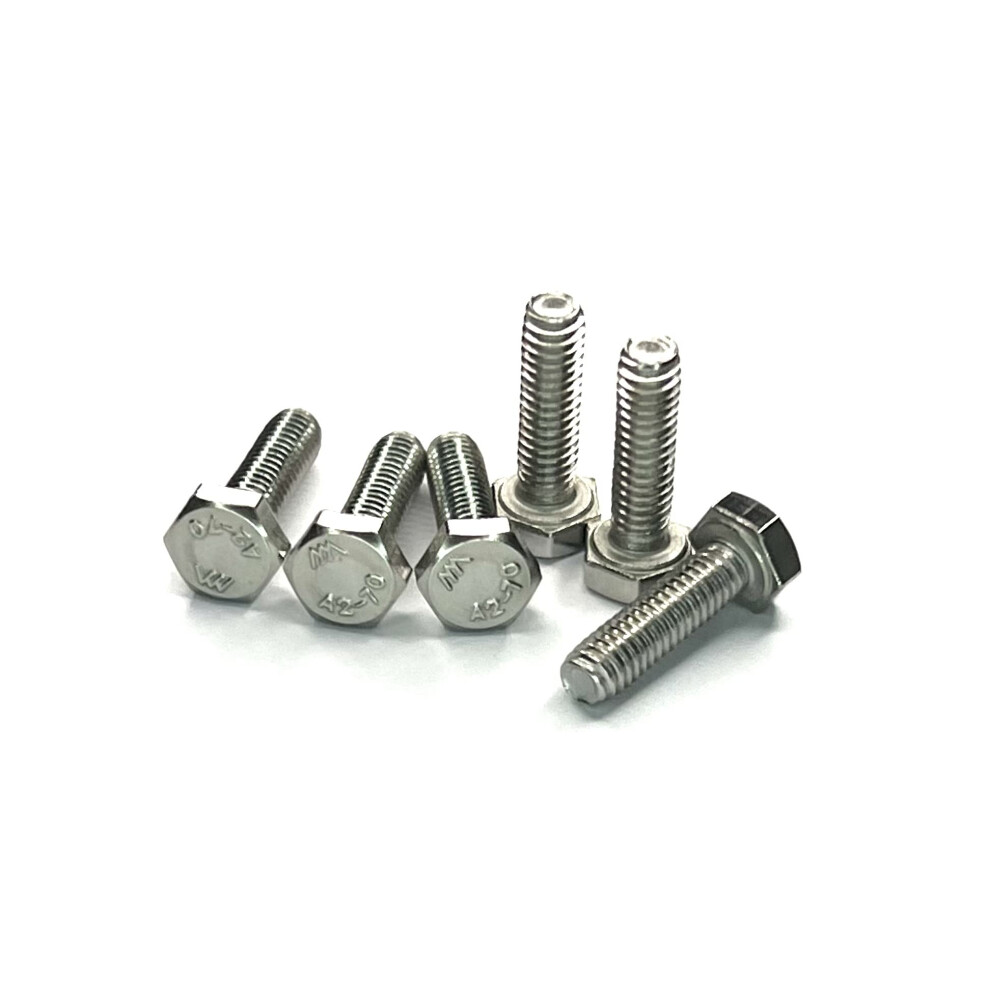 M6 (6Mm X 25Mm) Hex Set Screw (Fully Threaded Bolt) - A2 Grade Stainless Steel (Pack Of 20) 5051226571466