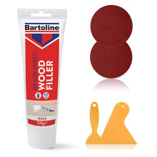 Bartoline Ready Mixed Wood Filler White 330gm Tube with 2 Spreaders and 2 Sandpapers - 5pcs Wood Filler Set