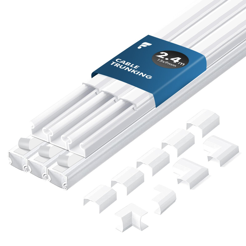 Shinfly 2.4M Cable Trunking Kit Self Adhesive Â Mini Trunking For Electric Cables, Cable Cover For Cord, Cable Management Wall Raceway 5051226593161