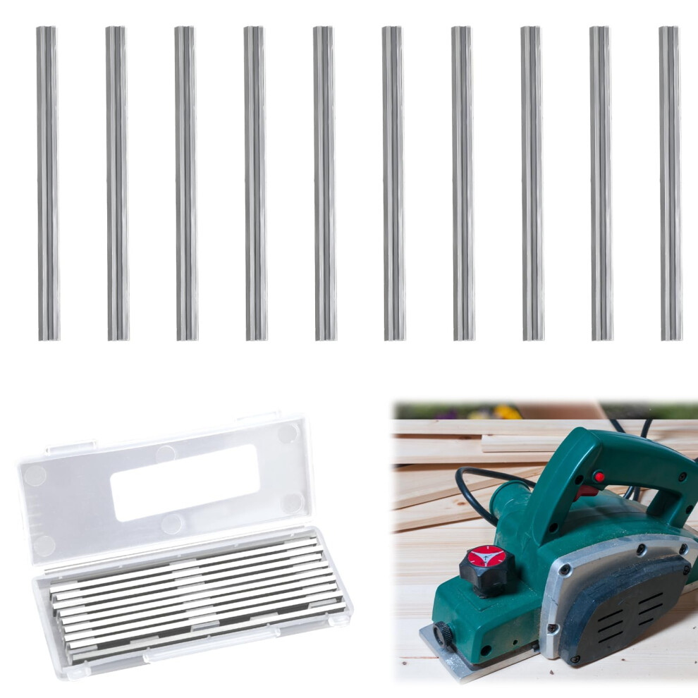 Reversible Electric Planer Blades, 10Pcs 82Mm Hss Carbide Planer Knifes With Two Cutting Edges Precision Ground Woodworking Machinery Part 5051226561313
