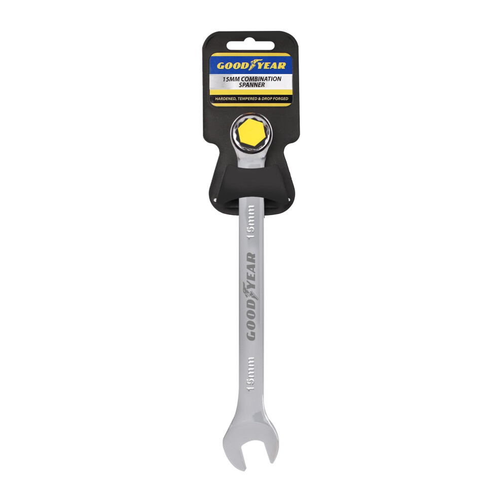 Goodyear 15Mm Spanner- Chrome Vanadium Steel| Precision Engineered For Tightening And Loosening Nuts And Bolts| Durable & Corrosion-Resistant Wrench| 5008132009897