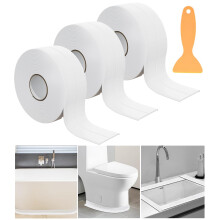 YingErTool Bath Sealant Strip, 3 Rolls Self Adhesive Caulk Strip Tape, Bathroom Sealant White Waterproof, Sealant Tape for Toilet, Bathtub, Shower