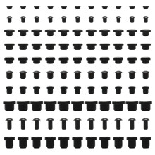 Pack of 100 Black Silicone Hole Plugs Set, 10 Sizes T Type High Temp Resistant Waterproof Rubber Bungs for Powder Coating, Furniture