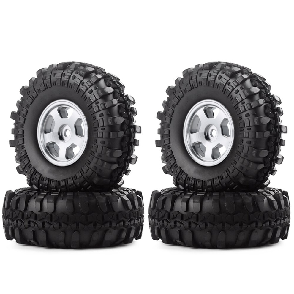 4Pcs Climbing Metal Beadlock Wheel Rims Tires For Axial Scx24 90081 1/24 Rc Car 110691699282